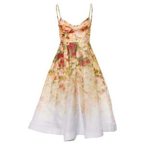Zimmermann Floral Midi Dress - Orange, Pink, Green, White